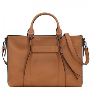 Longchamp 3D L Leather Håndveske Dame Natural | NOBE9124
