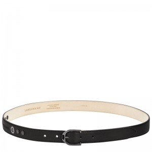 Longchamp 3D Leather Belte Dame Svarte | NOYX8055