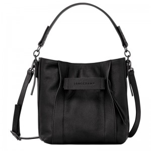 Longchamp 3D S Leather Crossbody Veske Dame Svarte | NOMQ8970
