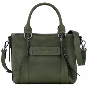 Longchamp 3D S Leather Håndveske Dame Khaki | NOXY9121