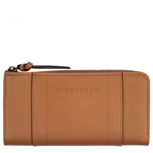 Longchamp 3D Zip around Leather Lommebok Dame Natural | NOFD8594