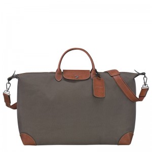 Longchamp Boxford M Recycled canvas Reiseveske Dame Brune | NOTC8325