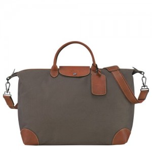 Longchamp Boxford S Recycled canvas Reiseveske Dame Brune | NOGS8306