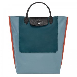 Longchamp Cabas M Tote Canvas Håndveske Dame Blå | NOMQ9179