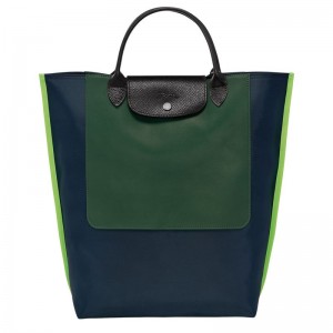 Longchamp Cabas M Tote Canvas Håndveske Dame Marineblå | NOBE9176