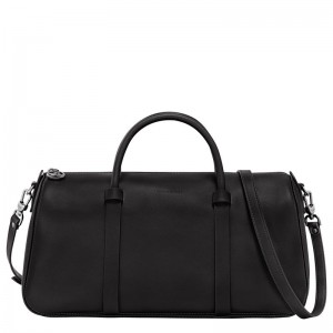Longchamp Daylong L Leather Håndveske Dame Svarte | NOFD9139