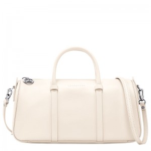 Longchamp Daylong M Leather Håndveske Dame Ecru | NOJP9136