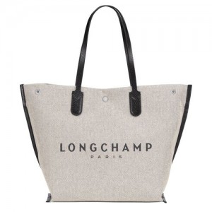 Longchamp Essential L Tote Canvas Skulderveske Dame Ecru | NOAH8830