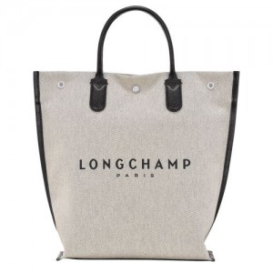 Longchamp Essential M Tote Canvas Håndveske Dame Ecru | NOPJ9039