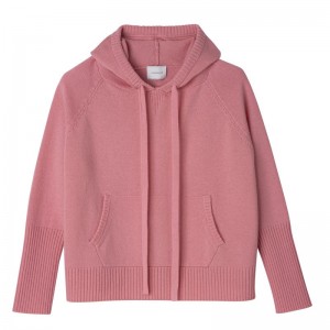 Longchamp Hoodie Knit Genser Dame Marshmallow | NONW7721