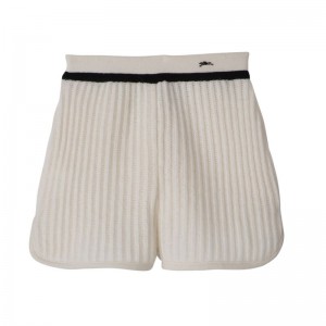 Longchamp Knit Shorts Dame Ecru | NOIL7689