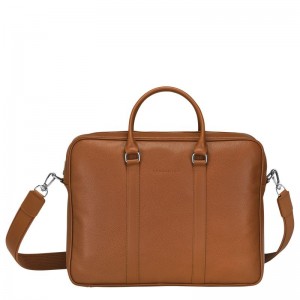 Longchamp Le FoulonnÉ M Leather Stresskoffert Herre Caramel | NOHA7629