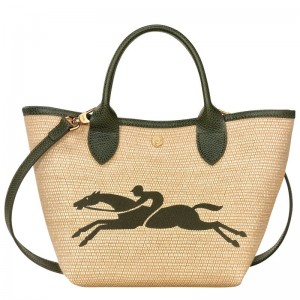 Longchamp Le Panier Pliage S Basket Canvas Håndveske Dame Khaki | NOYX9251
