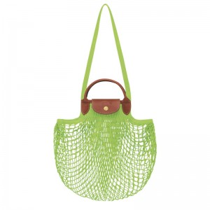 Longchamp Le Pliage Filet L Mesh Canvas Skulderveske Dame Grønn Lyse | NOQM8893