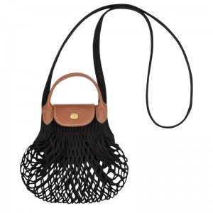 Longchamp Le Pliage Filet XS Mesh Canvas Mini Vesker Dame Svarte | NOTC9313