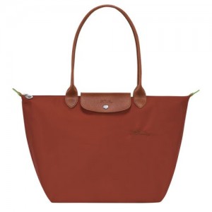 Longchamp Le Pliage Green L Tote Recycled canvas Skulderveske Dame Chestnut | NONW8816