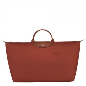 Longchamp Le Pliage Green M Recycled canvas Reiseveske Dame Chestnut | NOPJ8278