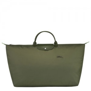 Longchamp Le Pliage Green M Recycled canvas Reiseveske Dame Forest | NOOK8277
