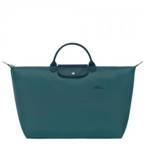 Longchamp Le Pliage Green S Recycled canvas Reiseveske Dame Påfugl | NOSG8280