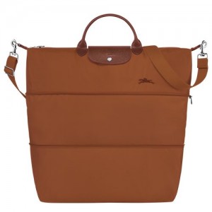Longchamp Le Pliage Green expandable Recycled canvas Reiseveske Dame Cognac | NOQM8268