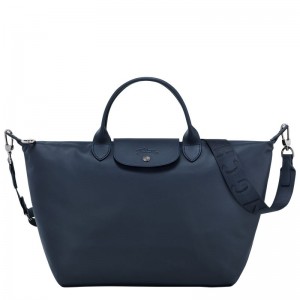 Longchamp Le Pliage Xtra L Leather Håndveske Dame Marineblå | NOEB9259