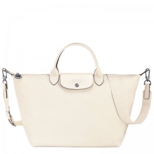 Longchamp Le Pliage Xtra L Leather Håndveske Dame Ecru | NOWN9203