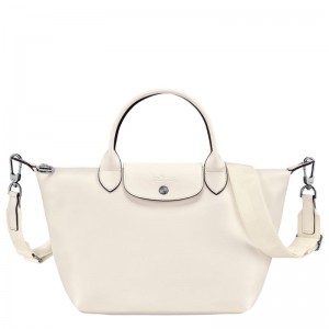 Longchamp Le Pliage Xtra S Leather Håndveske Dame Ecru | NOOK9213
