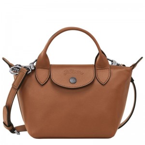 Longchamp Le Pliage Xtra XS Leather Håndveske Dame Cognac | NOTC9209