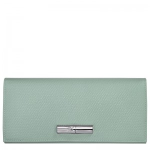 Longchamp Le Roseau Flap Leather Lommebok Dame Celadon | NOGS8566