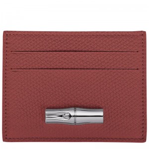 Longchamp Le Roseau Leather Kortholder Dame Chestnut | NOCT8498