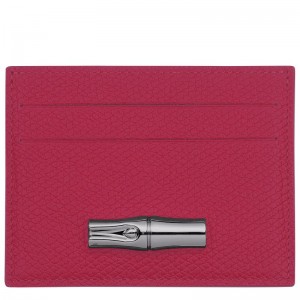 Longchamp Le Roseau Leather Kortholder Dame Beetroot | NOOK8485
