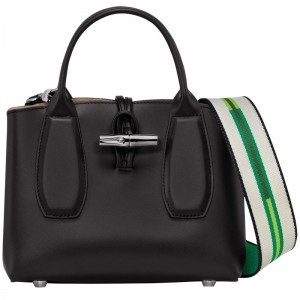 Longchamp Le Roseau S Leather Håndveske Dame Svarte | NORV9156