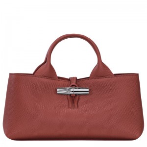 Longchamp Le Roseau S Leather Håndveske Dame Chestnut | NOFD9114