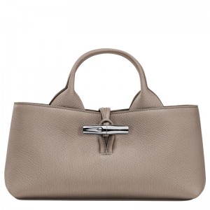 Longchamp Le Roseau S Leather Håndveske Dame Clay | NOSG9112