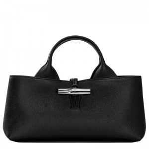 Longchamp Le Roseau S Leather Håndveske Dame Svarte | NOPJ9110