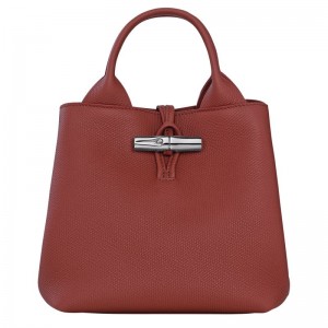 Longchamp Le Roseau S Leather Håndveske Dame Chestnut | NOWN9099