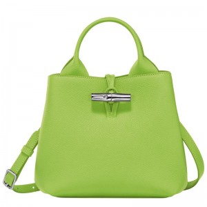 Longchamp Le Roseau S Leather Håndveske Dame Grønn Lyse | NOEB9098