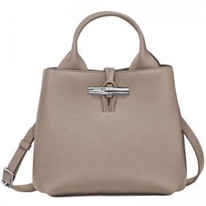 Longchamp Le Roseau S Leather Håndveske Dame Clay | NOTC9096