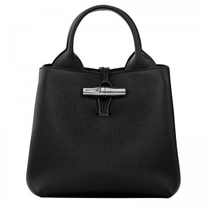 Longchamp Le Roseau S Leather Håndveske Dame Svarte | NOUZ9094
