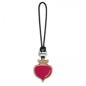 Longchamp Leather Nøkkelringer Dame Beetroot | NOXY7988