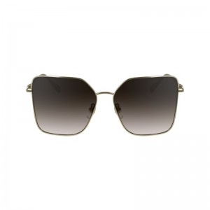 Longchamp Metal Solbriller Dame Gull Brune | NOYX7910