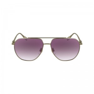 Longchamp Metal Solbriller Dame Gull Rosa | NOJP7921