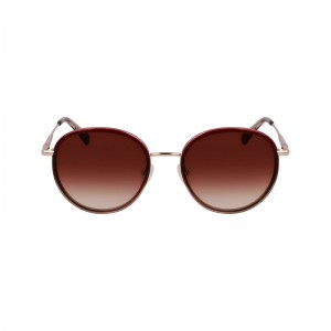 Longchamp Metal Solbriller Dame Rosa Gull Burgunder | NORV7953