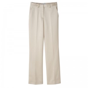 Longchamp Suit Satin Bukse Dame Ecru | NOWN7695