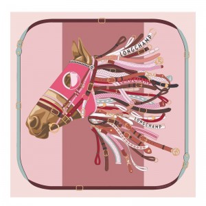 Longchamp TÉte de cheval Silk 90 Skjerf Dame Rosa | NOHA8128
