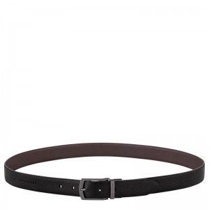 Longchamp sur Seine Leather Belte Herre Svarte | NOHA7088